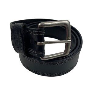 Wolverine Black Leather Belt With Silver Buckle For Men 48"